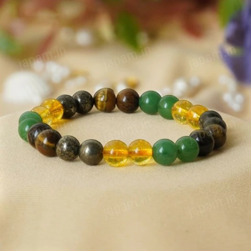 Money Magnet Fusion Band - Pyrite, Tiger Eye, Citrine & Aventurine Beads